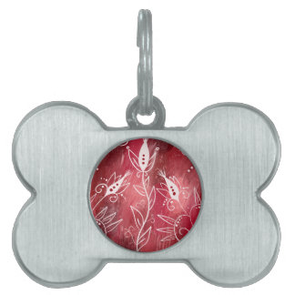 Médaillons Pour Animaux Domestiques Modèle Floral rouge