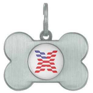 Médaillons Pour Animaux Domestiques Monogramme de la lettre X Drapeau des États-Unis