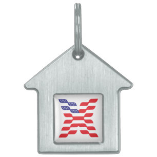Médaillons Pour Animaux Domestiques Monogramme de la lettre X Drapeau des États-Unis