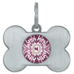 Médaillons Pour Animaux Domestiques Monogramme floral pourpre