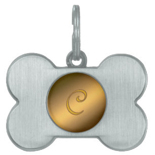 Médaillons Pour Animaux Domestiques Monogramme Gold C