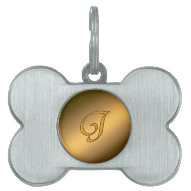 Médaillons Pour Animaux Domestiques Monogramme Gold J (Devant)