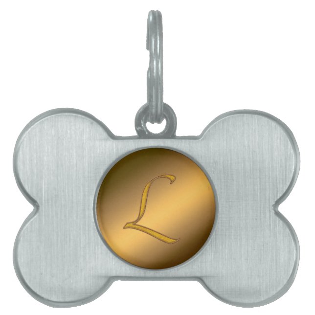 Médaillons Pour Animaux Domestiques Monogramme Gold L (Devant)