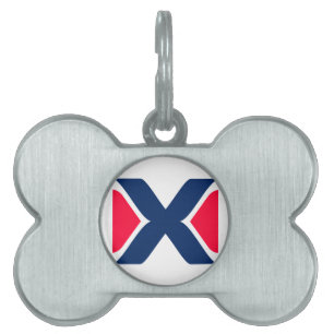 Médaillons Pour Animaux Domestiques Monogramme lettre X rouge et bleu