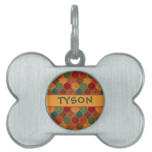 Médaillons Pour Animaux Domestiques Mosaique Géométrique Marocaine Motif Aztèque Sans
