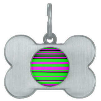Médaillons Pour Animaux Domestiques Motif à rayures couleur noir rose chaud