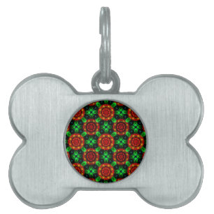 Médaillons Pour Animaux Domestiques Motif abstrait élégant boho moderne floral #504
