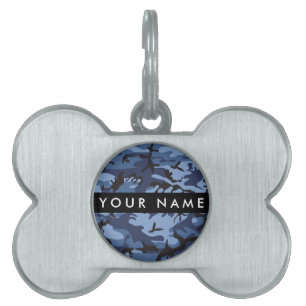 Médaillons Pour Animaux Domestiques Motif camouflage bleu marine Personnalisez votre n