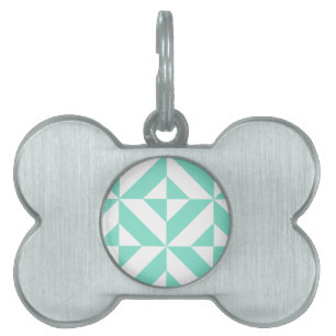 Médaillons Pour Animaux Domestiques Motif de cube géométrique vert Seafoam