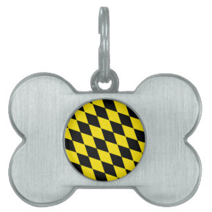 Médaillons Pour Animaux Domestiques Motif de drapeau diamant bavarois noir et jaune