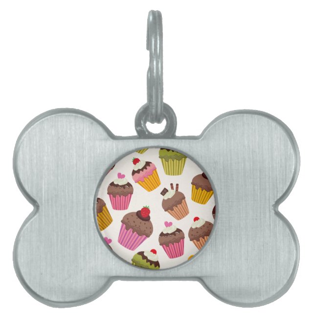 Médaillons Pour Animaux Domestiques Motif de gâteau, Motif de muffin, Chocolat, Coeurs (Devant)
