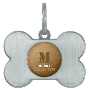 Médaillons Pour Animaux Domestiques motif de maillage géométrique Brown personnalisé M