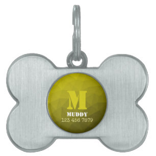 Médaillons Pour Animaux Domestiques Motif de maillage géométrique jaune monogramme per