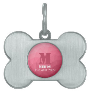 Médaillons Pour Animaux Domestiques motif de maillage géométrique rose rose personnali