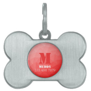 Médaillons Pour Animaux Domestiques Motif de maille géométrique rouge monogramme perso