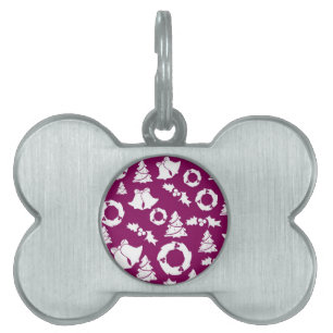 Médaillons Pour Animaux Domestiques Motif de Noël pourpre