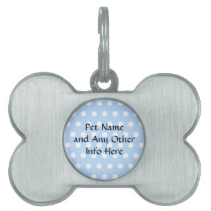 Médaillons Pour Animaux Domestiques Motif de point blanc et bleu de polka. Tacheté