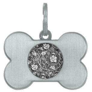 Médaillons Pour Animaux Domestiques Motif de vigne de raisin noir et blanc de William 