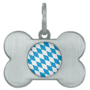 Médaillons Pour Animaux Domestiques Motif Drapeau Diamant Bavière bleu et blanc