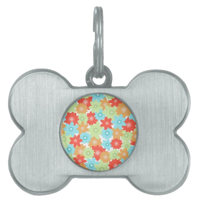 Médaillons Pour Animaux Domestiques Motif FLEURS (Devant)