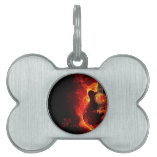 Médaillons Pour Animaux Domestiques musique guitare flammes feu note danse Destiny'S