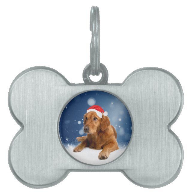 Médaillons Pour Animaux Domestiques Noël Mignonne Golden Retriever Chien Santa Hat Nei (Devant)