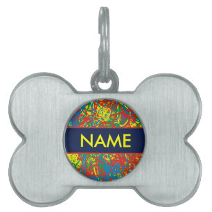 Médaillons Pour Animaux Domestiques Nom de l'animal de compagnie Colorful Bleu Jaune R
