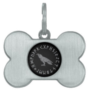 Médaillons Pour Animaux Domestiques Odin Corbeau Corneille Mythologie Viking runes run