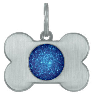 Médaillons Pour Animaux Domestiques Paillettes Astrales Bleues