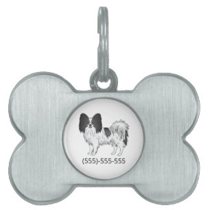 Médaillons Pour Animaux Domestiques Papillon Noir Et Blanc Chien Mignon Et Numéro De T