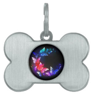 Médaillons Pour Animaux Domestiques Papillons de nuit Neon brillants sur arrière - pla