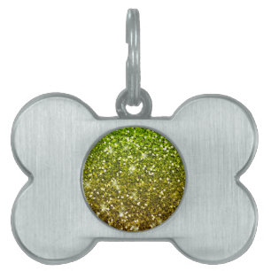 Médaillons Pour Animaux Domestiques Parties scintillant en or vert clair chatoyantes