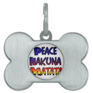 Médaillons Pour Animaux Domestiques Peace Hakuna Matata Gradient Art