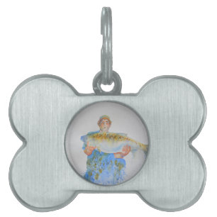 Médaillons Pour Animaux Domestiques Pêcheur peinture d'aquarelle cadeau de pêche pour 