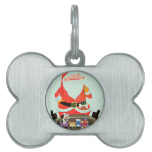 Médaillons Pour Animaux Domestiques Père Noël avec le train