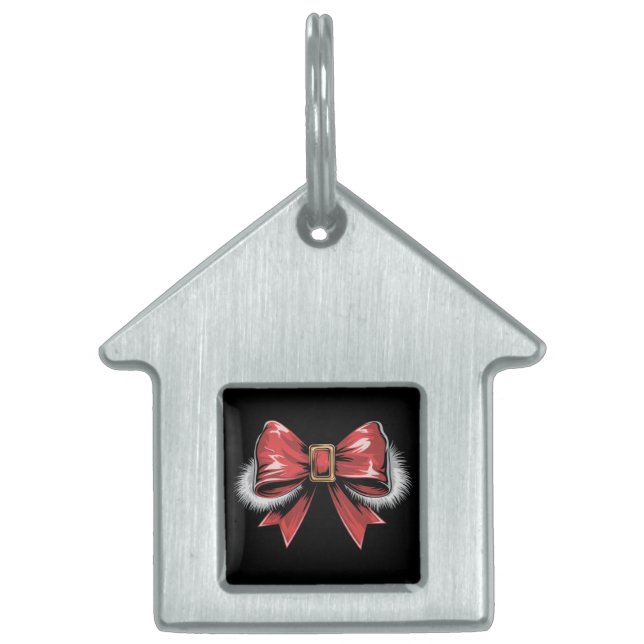 Médaillons Pour Animaux Domestiques Père Noël Bow Noel Père Noël Coquette (Devant)