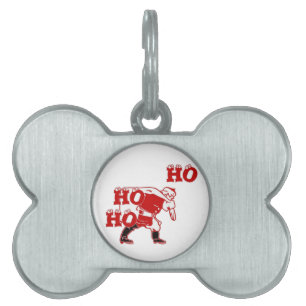 Médaillons Pour Animaux Domestiques Père Noël rouge et blanc Marcher Ho Ho Art Imprime