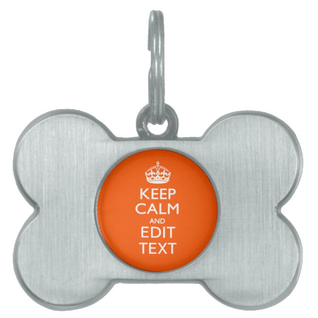Médaillons Pour Animaux Domestiques Personalized KEEP CALM Your Text Orange Accent (Devant)