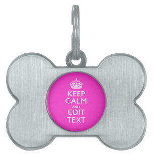 Médaillons Pour Animaux Domestiques Personnalisé KEEP CALM ET votre texte rose vif