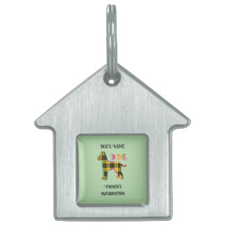Médaillons Pour Animaux Domestiques Personnaliser Plaid Jaune Lt Green DOG House