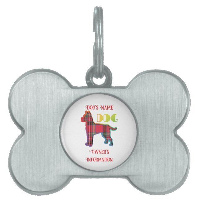 Médaillons Pour Animaux Domestiques Personnaliser Red Plaid White DOG Bone (Devant)