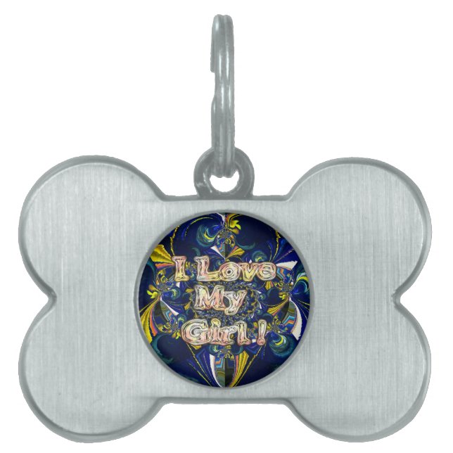 Médaillons Pour Animaux Domestiques Personnalisez votre amour Infinité : J'aime ma fil (Devant)