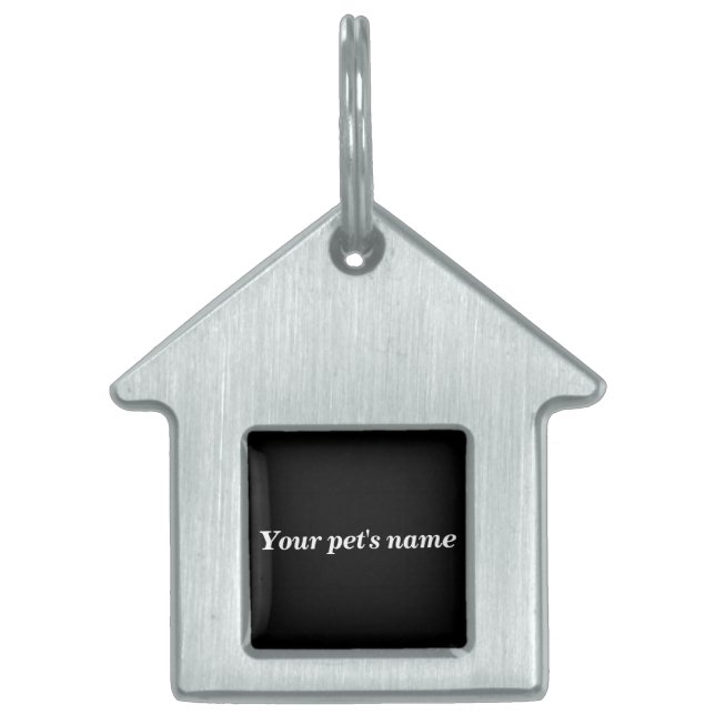 Médaillons Pour Animaux Domestiques Pet’s Name With Black Background on House Shaped (Devant)