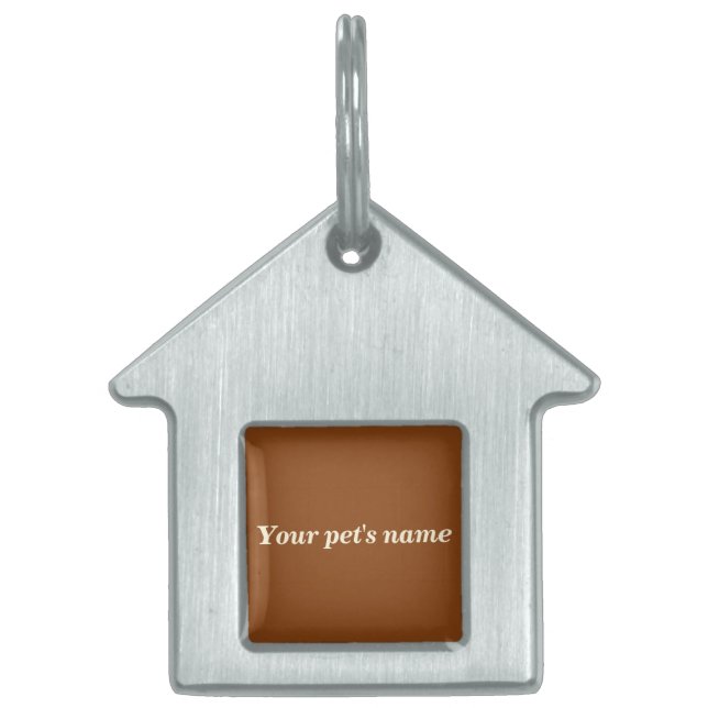 Médaillons Pour Animaux Domestiques Pet’s Name With Brown Background on House Shaped (Devant)