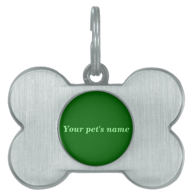 Médaillons Pour Animaux Domestiques Pet’s Name With Green Background on Bone Shaped (Devant)