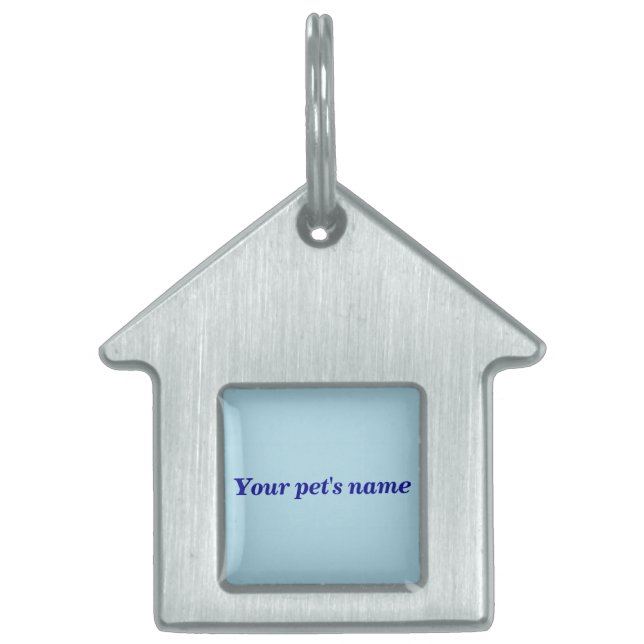 Médaillons Pour Animaux Domestiques Pet’s Name With Light Blue on House Shaped (Devant)