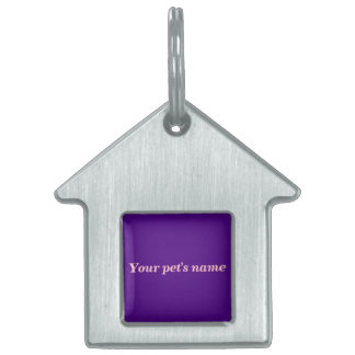 Médaillons Pour Animaux Domestiques Pet’s Name With Purple Background on House Shaped