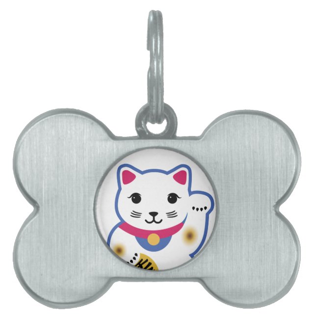 Médaillons Pour Animaux Domestiques Petit chat chanceux, Maneki-neko, 招き猫 (Devant)