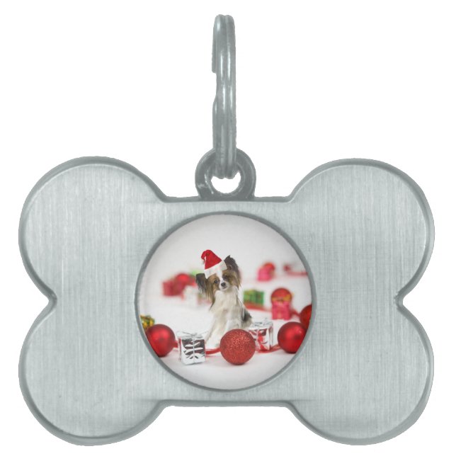 Médaillons Pour Animaux Domestiques Petit Papillon Chien Noël Santa Hat (Devant)