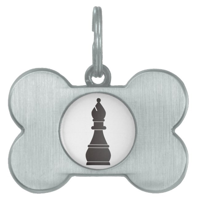 Médaillons Pour Animaux Domestiques Pièce d'échecs noire d'évêque (Devant)